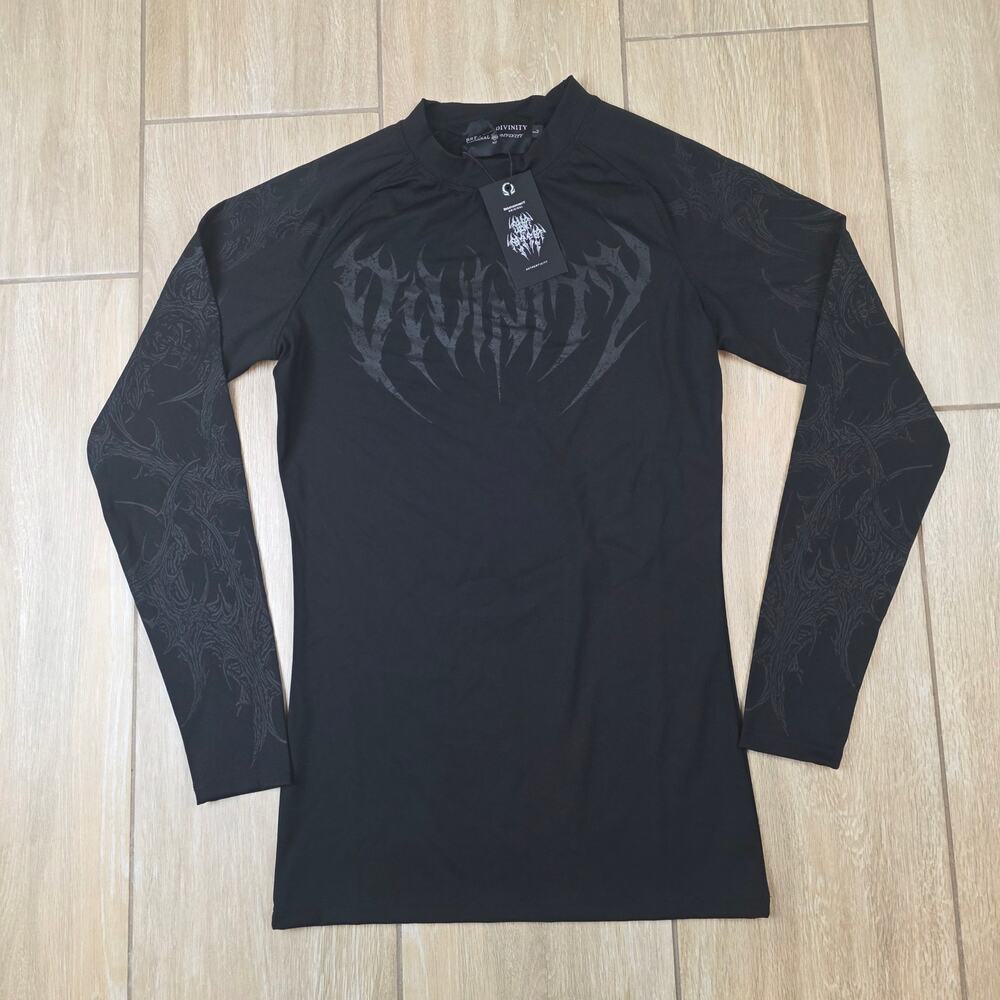 Breathe Divinity Original Long Sleeve Shirt Mens L Black Gothic Compression NWT